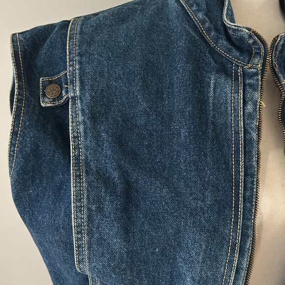 Vintage 80s Denim Zip-front Vest. M. - Picture 3 of 6